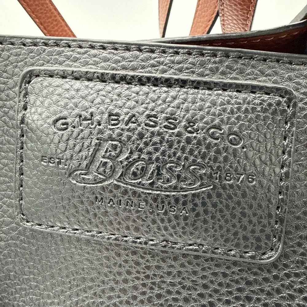 G.H. Bass 3 in 1 Black Brown Crossbody Tote Clutch Wristlet Purse New